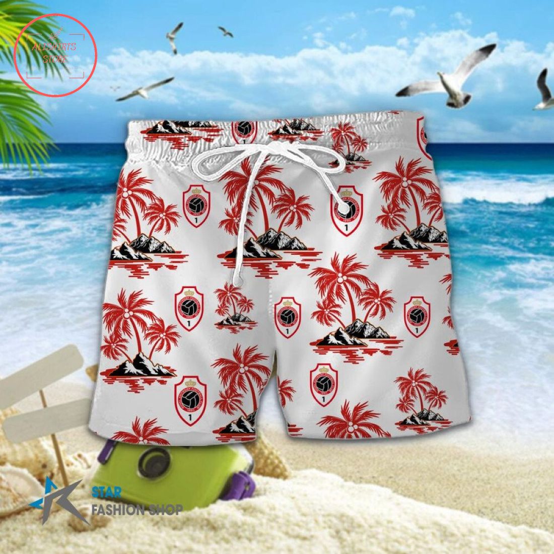 Royal Antwerp FC Combo Hawaiian Shirt Shorts and Flip Flops