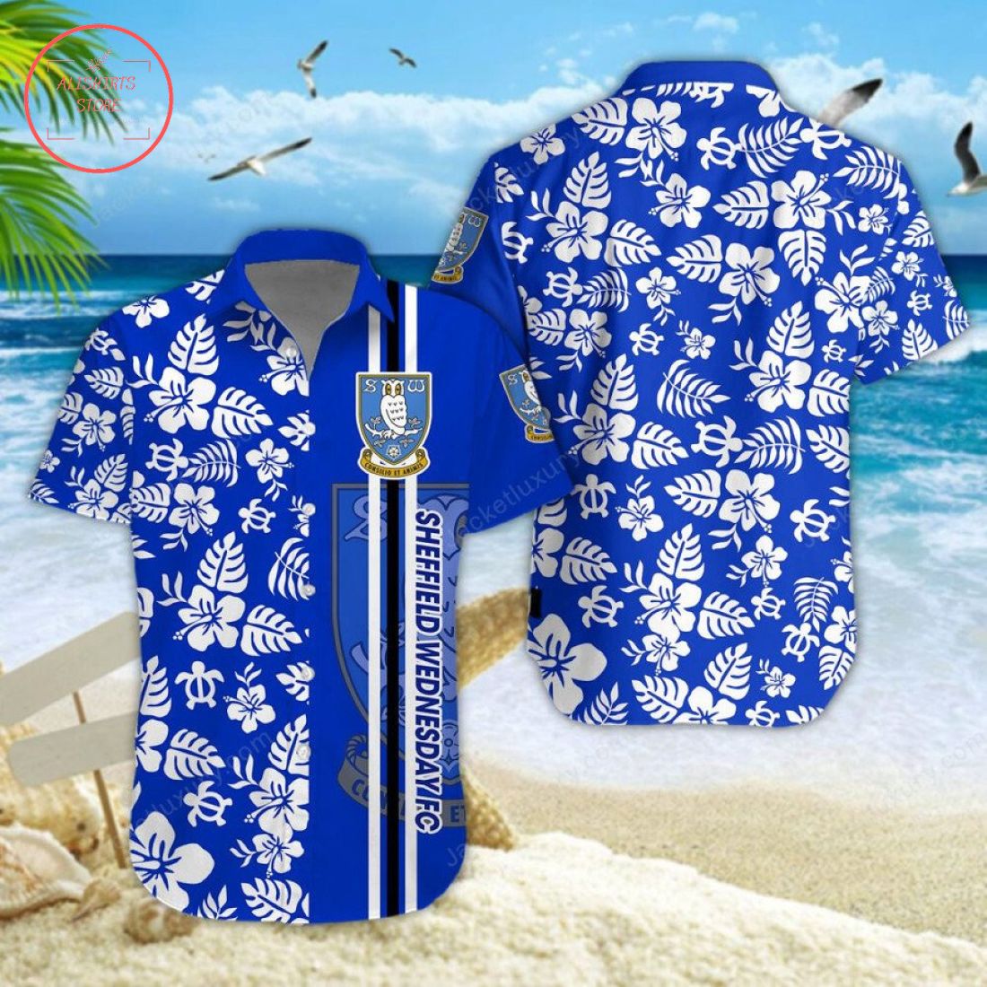 Sheffield Wednesday Aloha Hawaiian Shirt and Beach Shorts