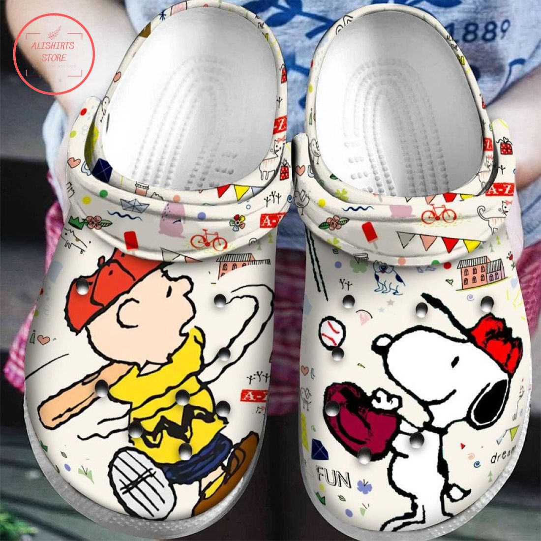 Snoopy Charlie Brown Play Baseball Crocs Crocband Clog