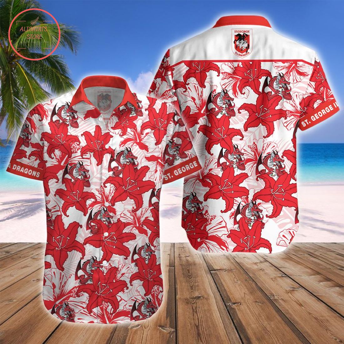 St. George Illawarra Dragons Mascot Hawaiian Shirt