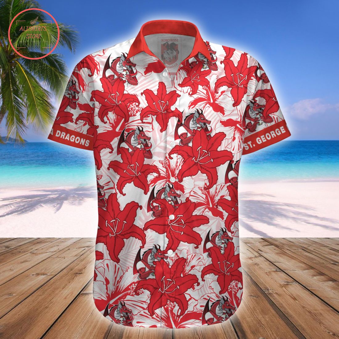 St. George Illawarra Dragons Mascot Hawaiian Shirt
