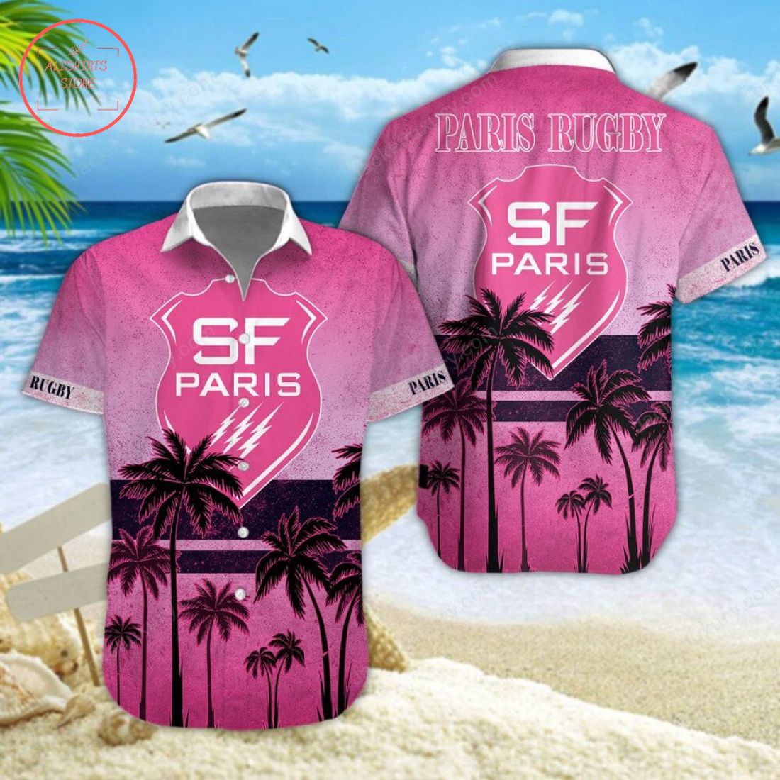 Stade Francais Hawaiian Shirt and Shorts