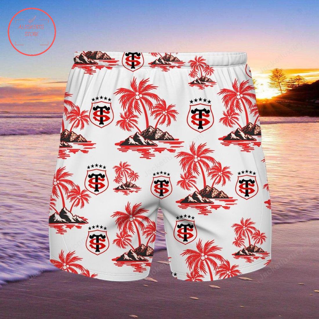 Stade Toulousain Hawaiian shirt and beach shorts