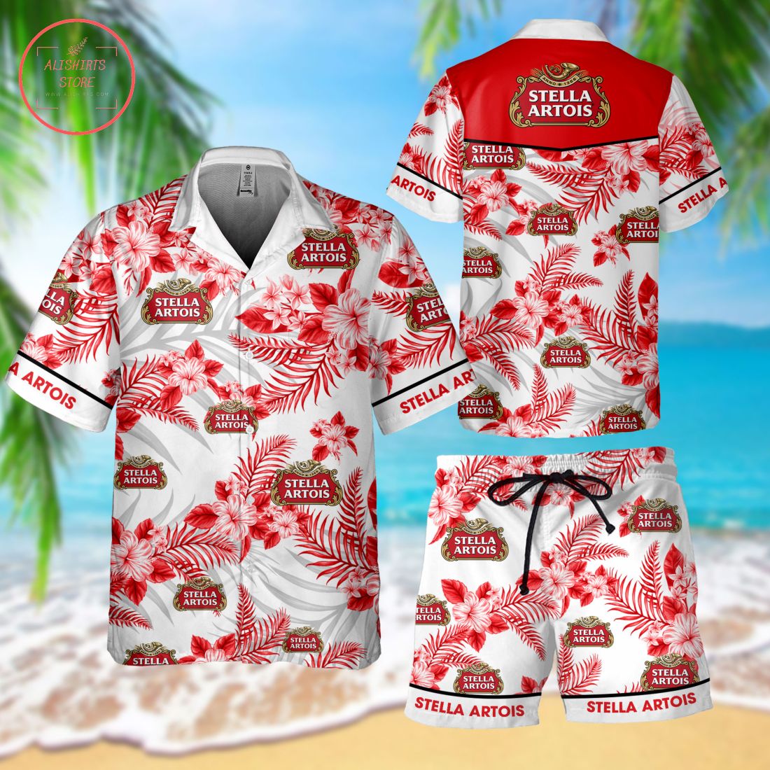 Stella Artois Hawaiian Shirt and Shorts