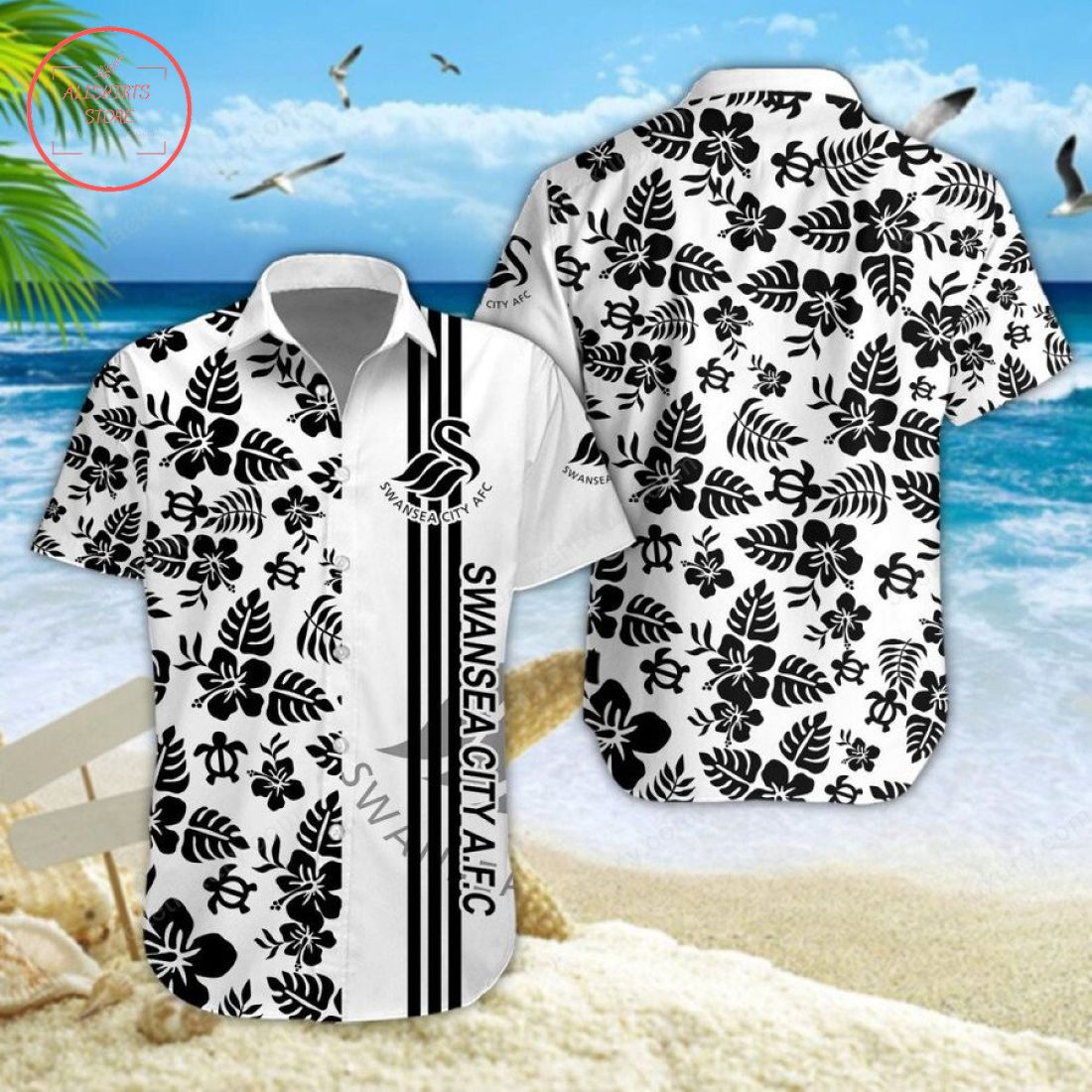 Swansea City A.F.C Aloha Hawaiian Shirt and Beach Shorts