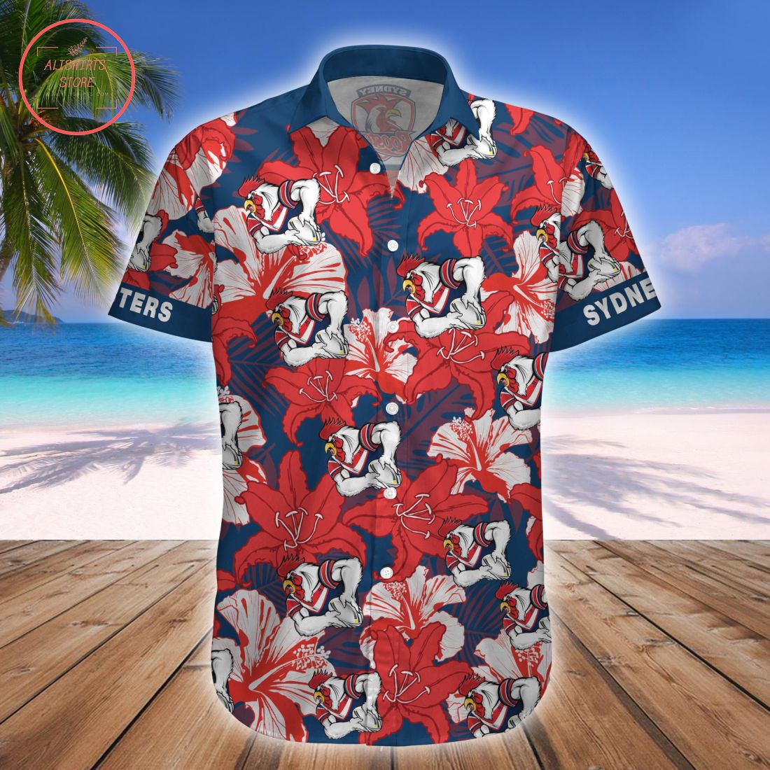 Sydney Roosters Mascot Hawaiian Shirt