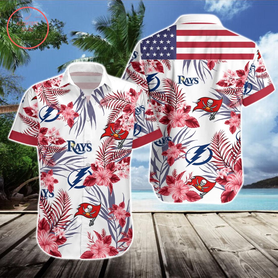 Tampa Bay Buccaneers Tampa Bay Lightning Tampa Bay Rays Hawaiian Shirt and Shorts