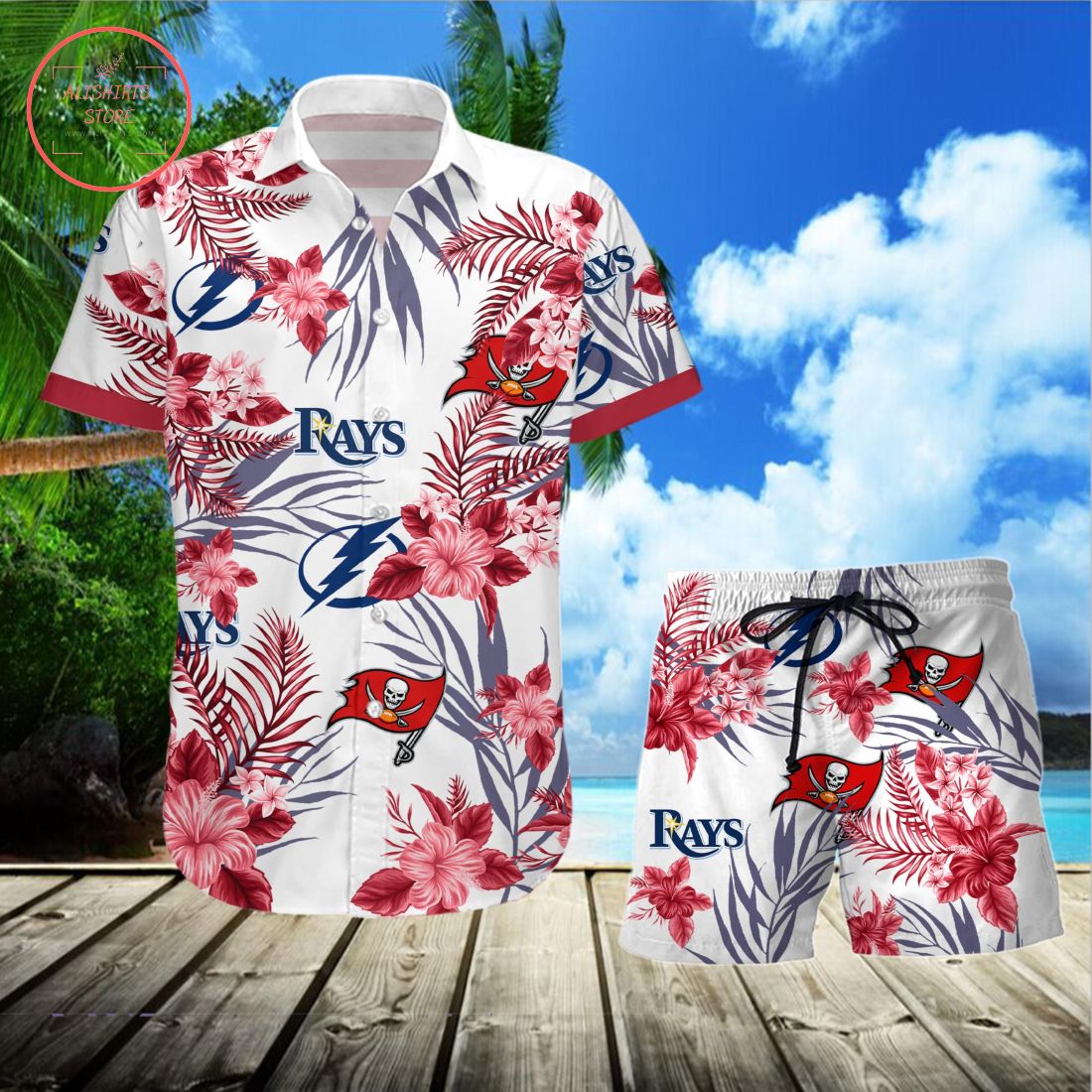 Tampa Bay Buccaneers Tampa Bay Lightning Tampa Bay Rays Hawaiian Shirt and Shorts