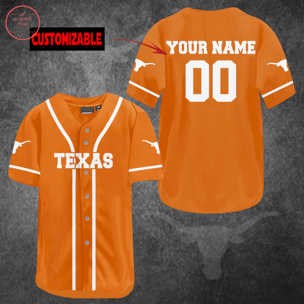 Texas Longhorns Custom Baseball Jersey