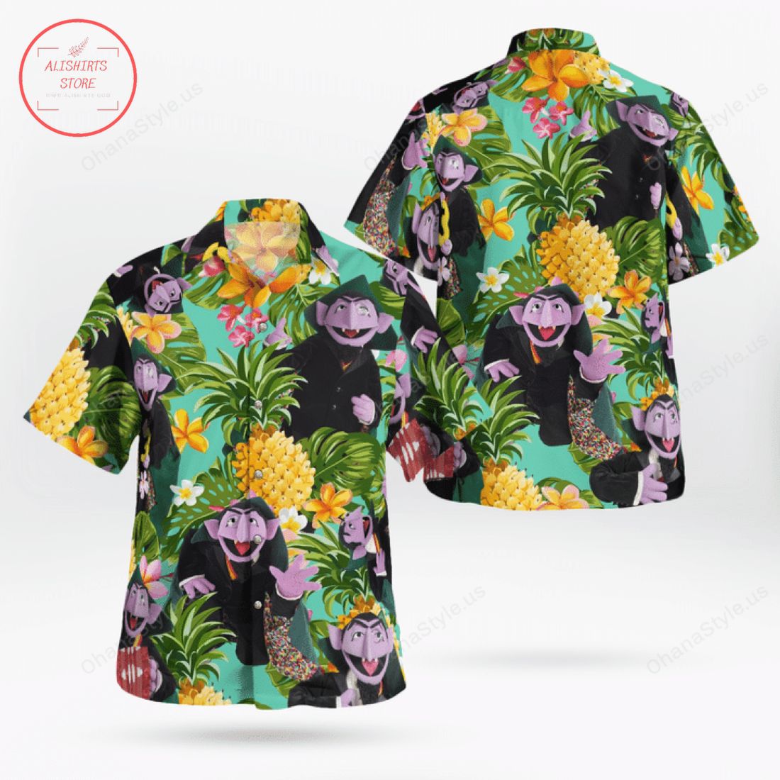 The Muppet Count Von Count Pineapple Tropical Hawaiian Shirt