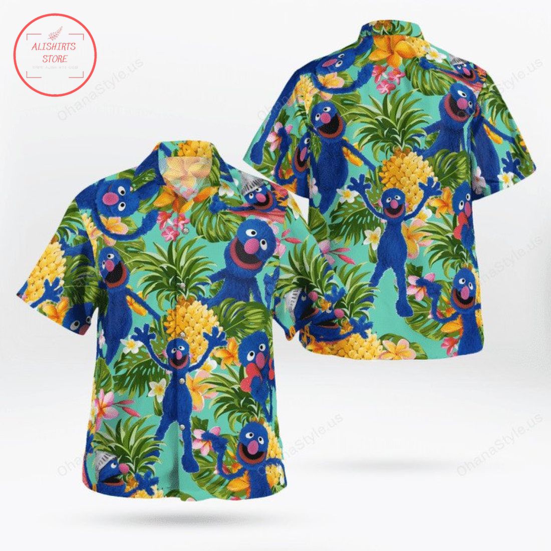 The Muppet Grover Pineapple Tropical Hawaiian Shirt