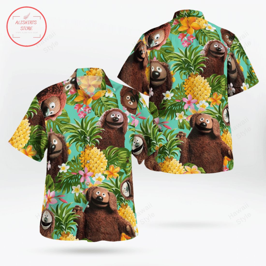 The Muppet Rowlf The Dog Pineapple Tropical Hawaiian Shirt