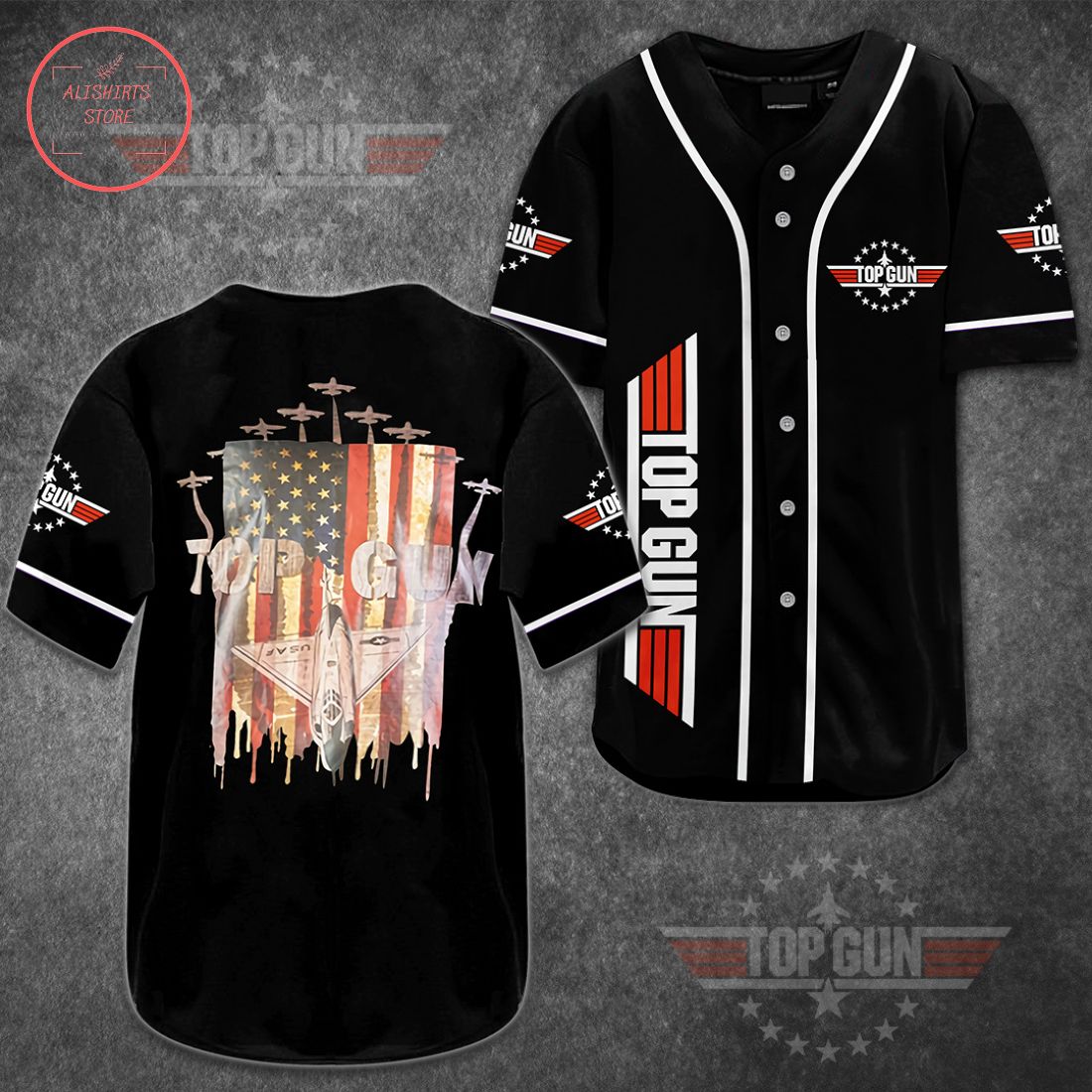 Top Gun Flag Baseball Jersey