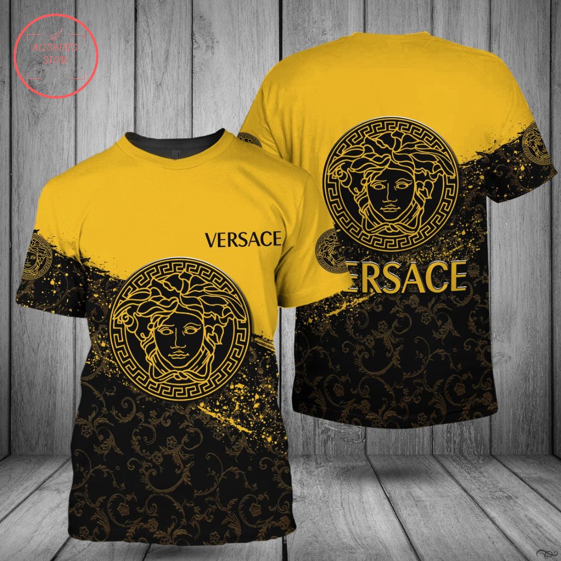 Versace Milan Gold Luxury Full Printing T-Shirt
