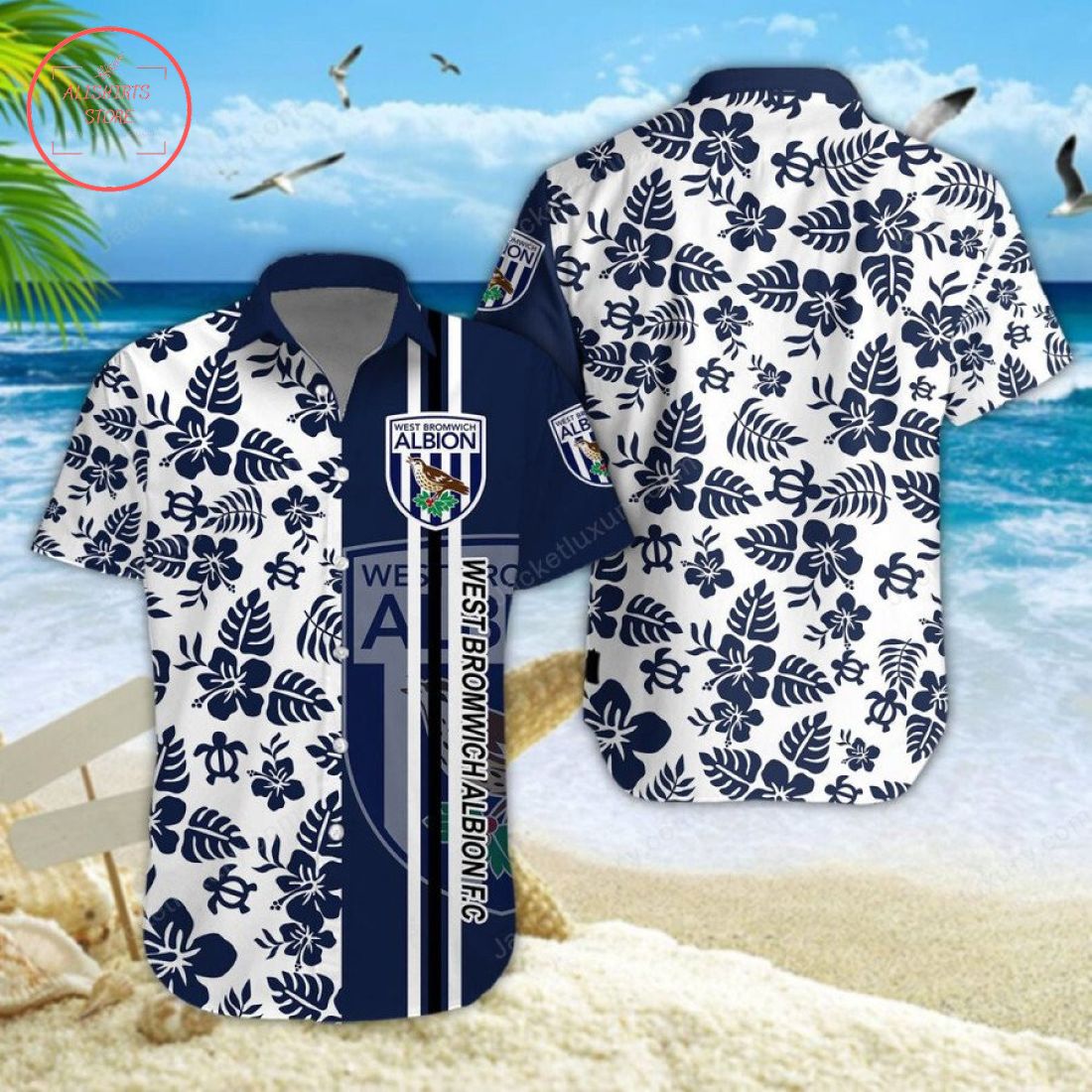 West Bromwich Albion FC Aloha Hawaiian Shirt and Beach Shorts