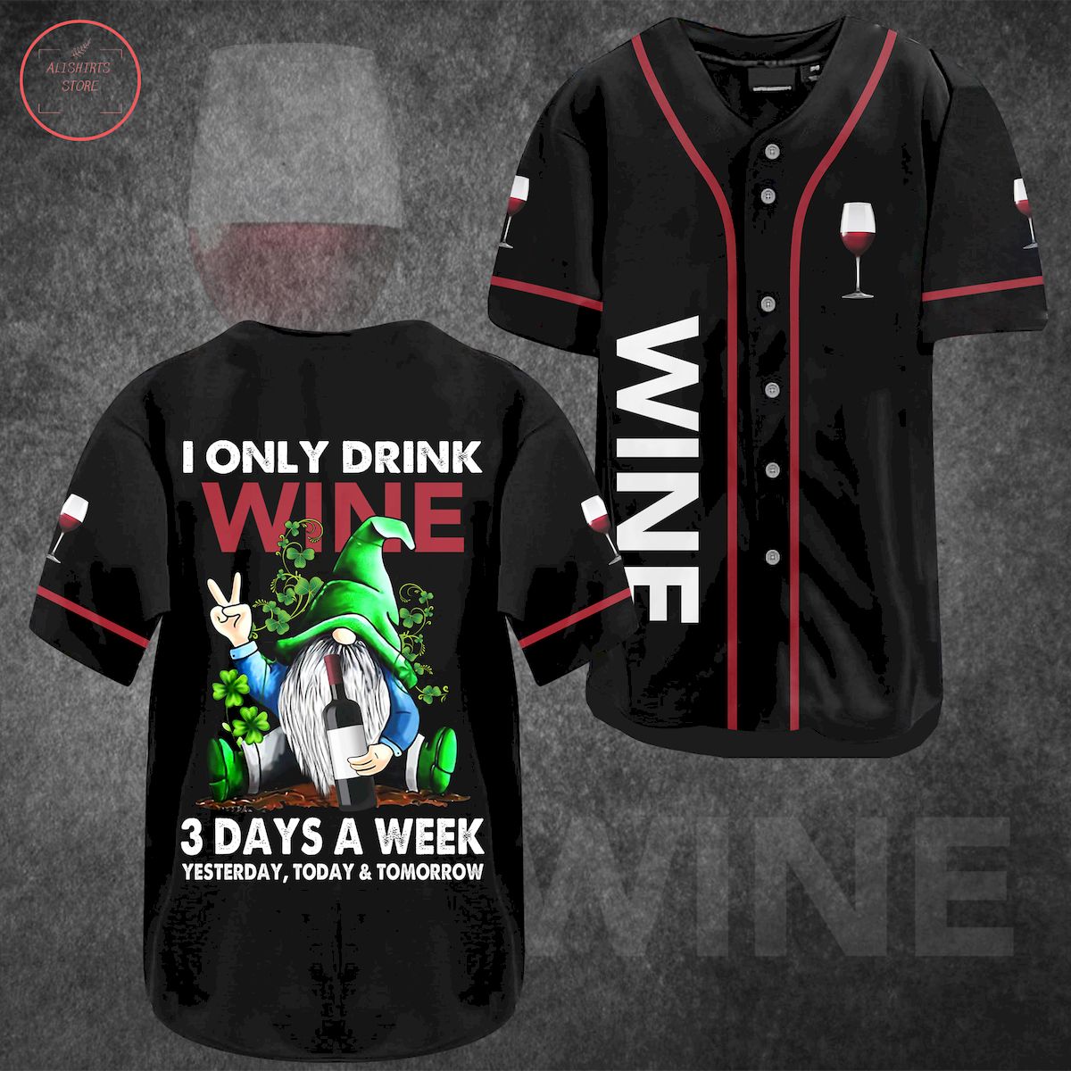 Wine Gnome Baseball Jersey