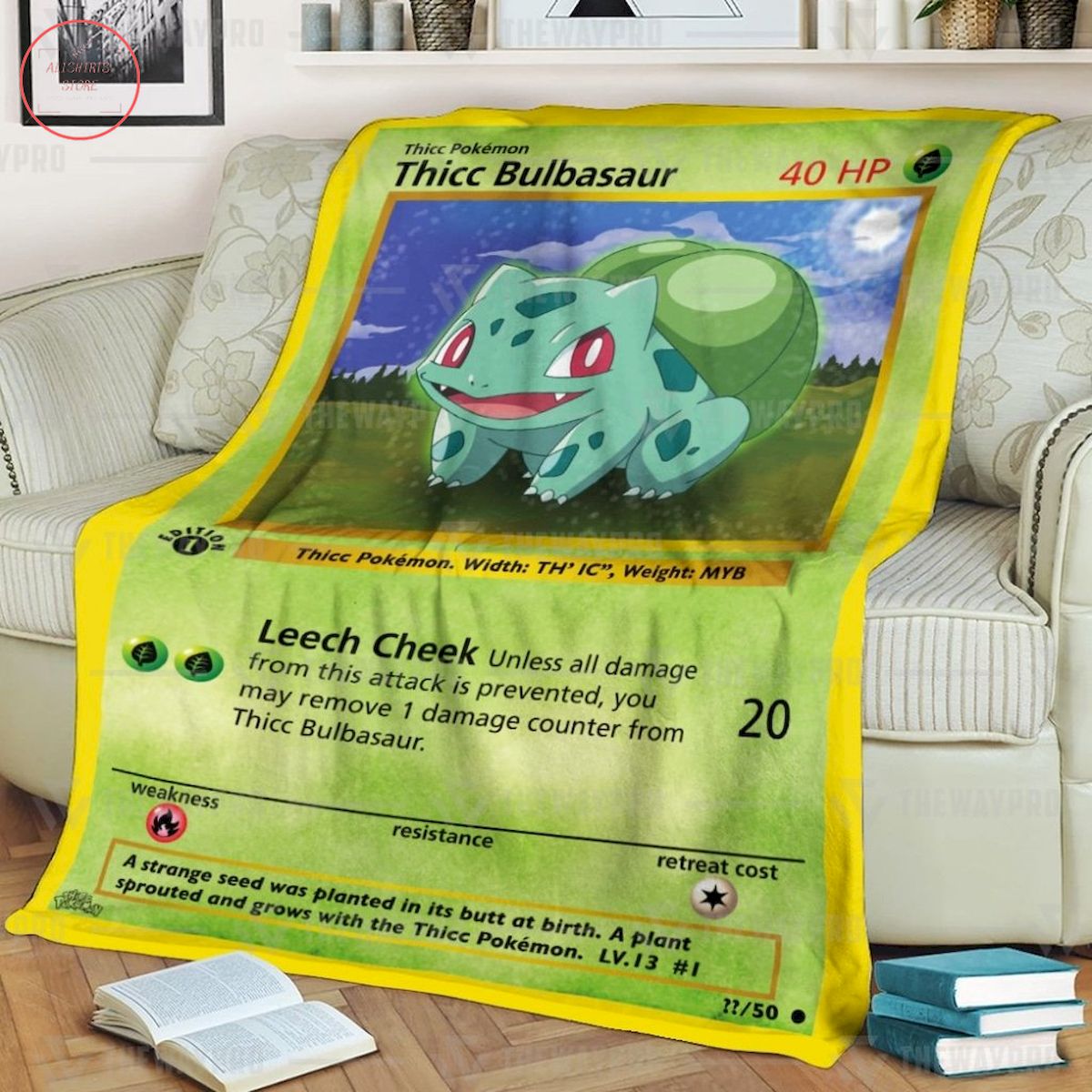 Anime Pokemon Thicc Bulbasaur Quilt Blanket