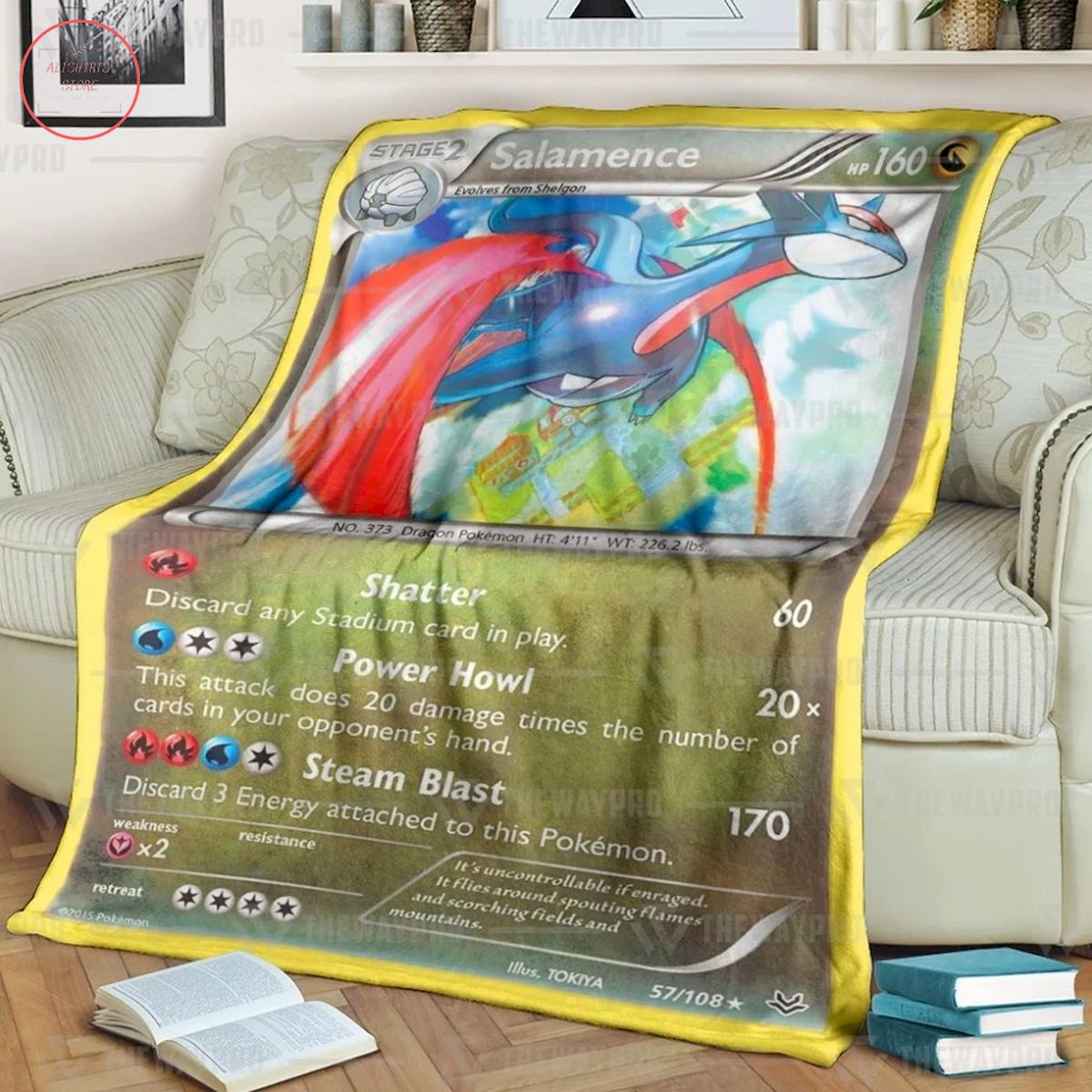 Anime Pokemon Salamence Custom Quilt Blanket