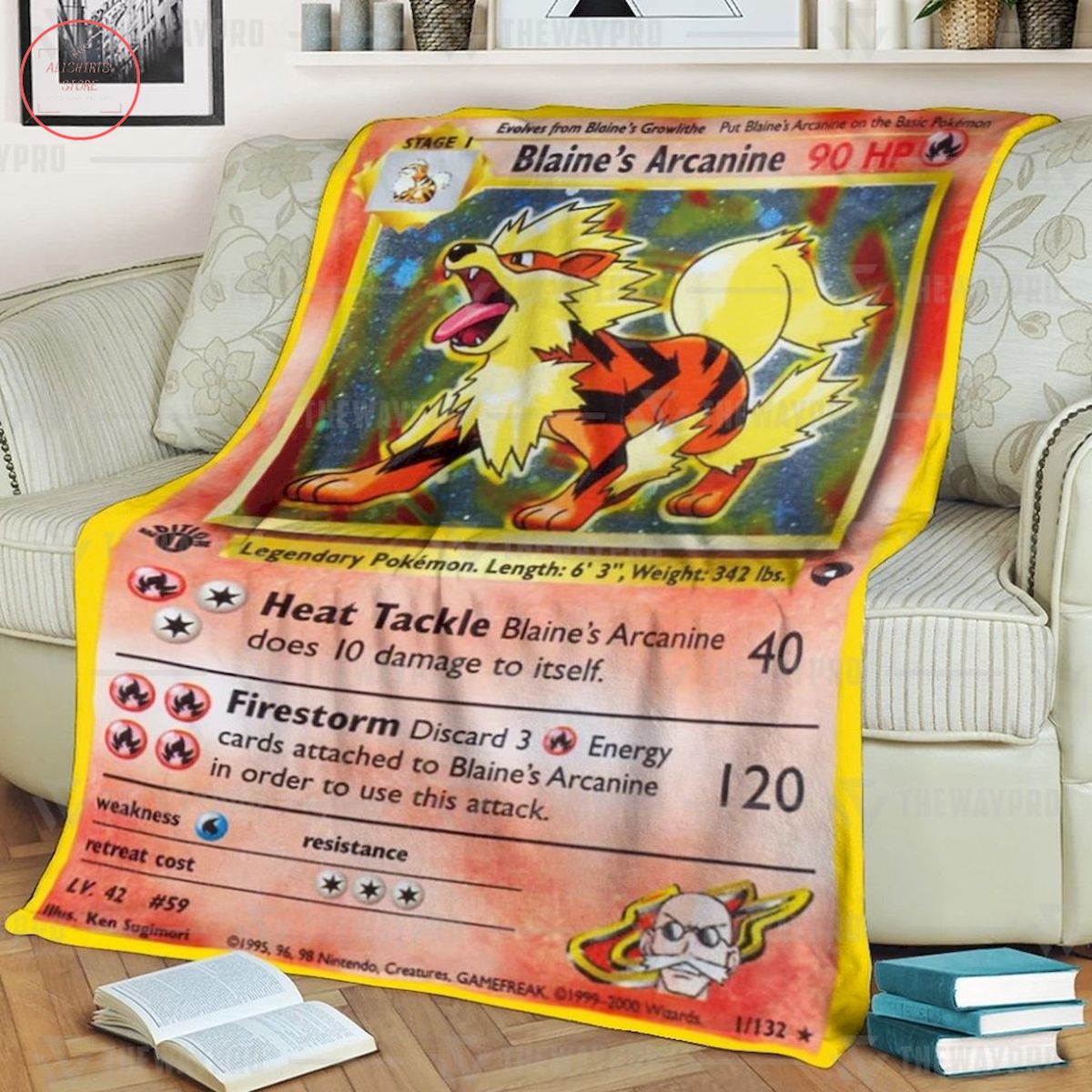 Anime Pokemon Blaine’s Arcanine Custom Quilt Blanket