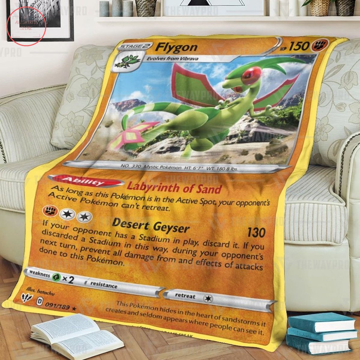 Anime Pokemon Flygon Darkness Ablaze Custom Quilt Blanket