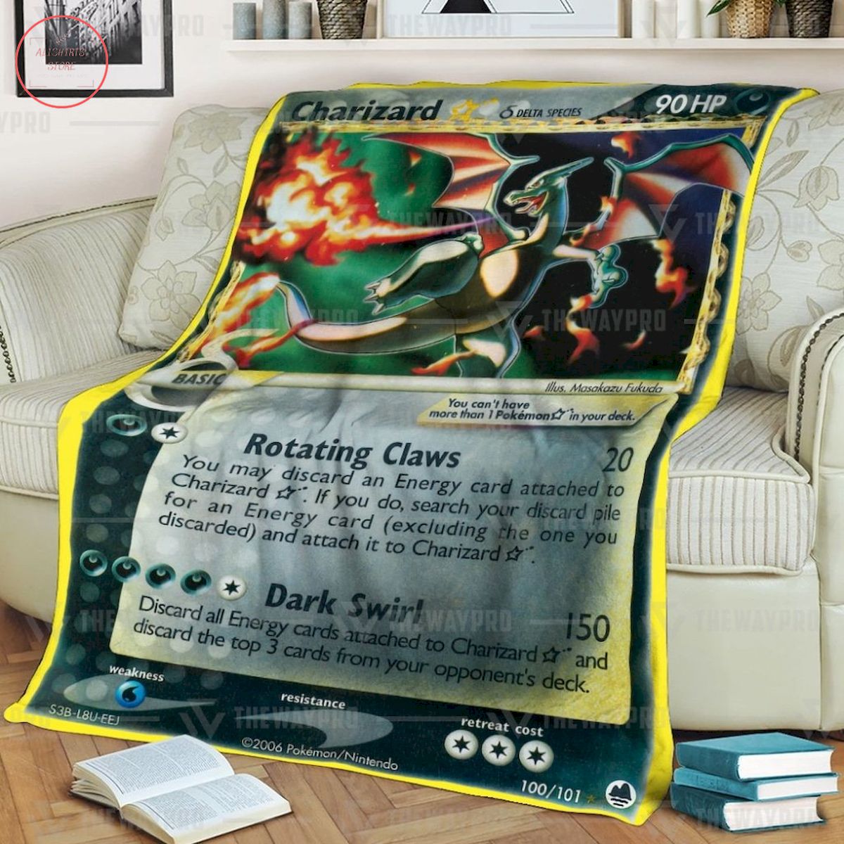 Anime Pokemon Charizard Star Gold Star Dragon Frontiers Quilt Blanket
