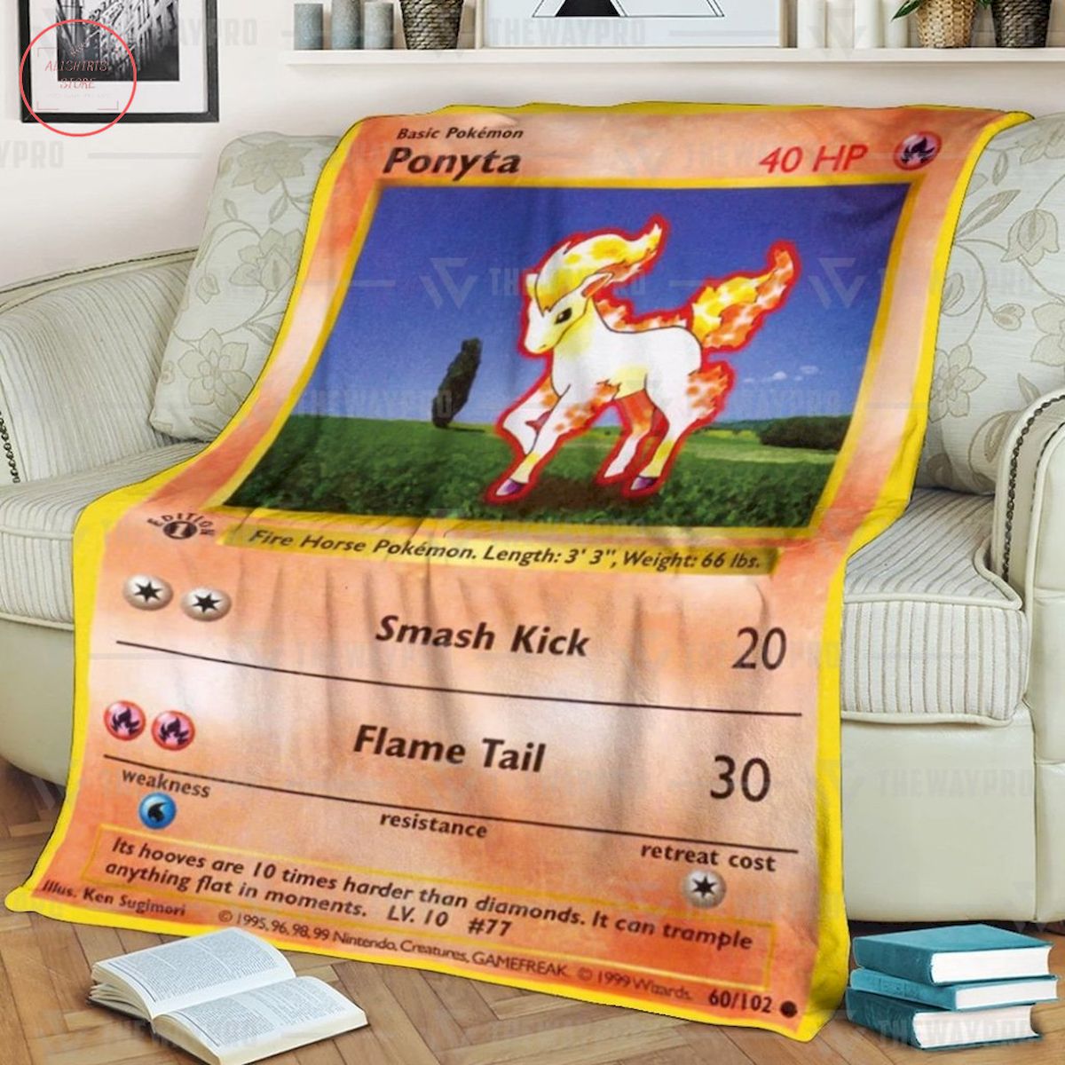 Anime Pokemon Ponyta Fire Horse Custom Quilt Blanket