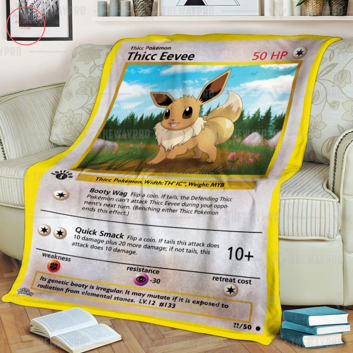 Anime Pokemon Thicc Eevee Quilt Blanket