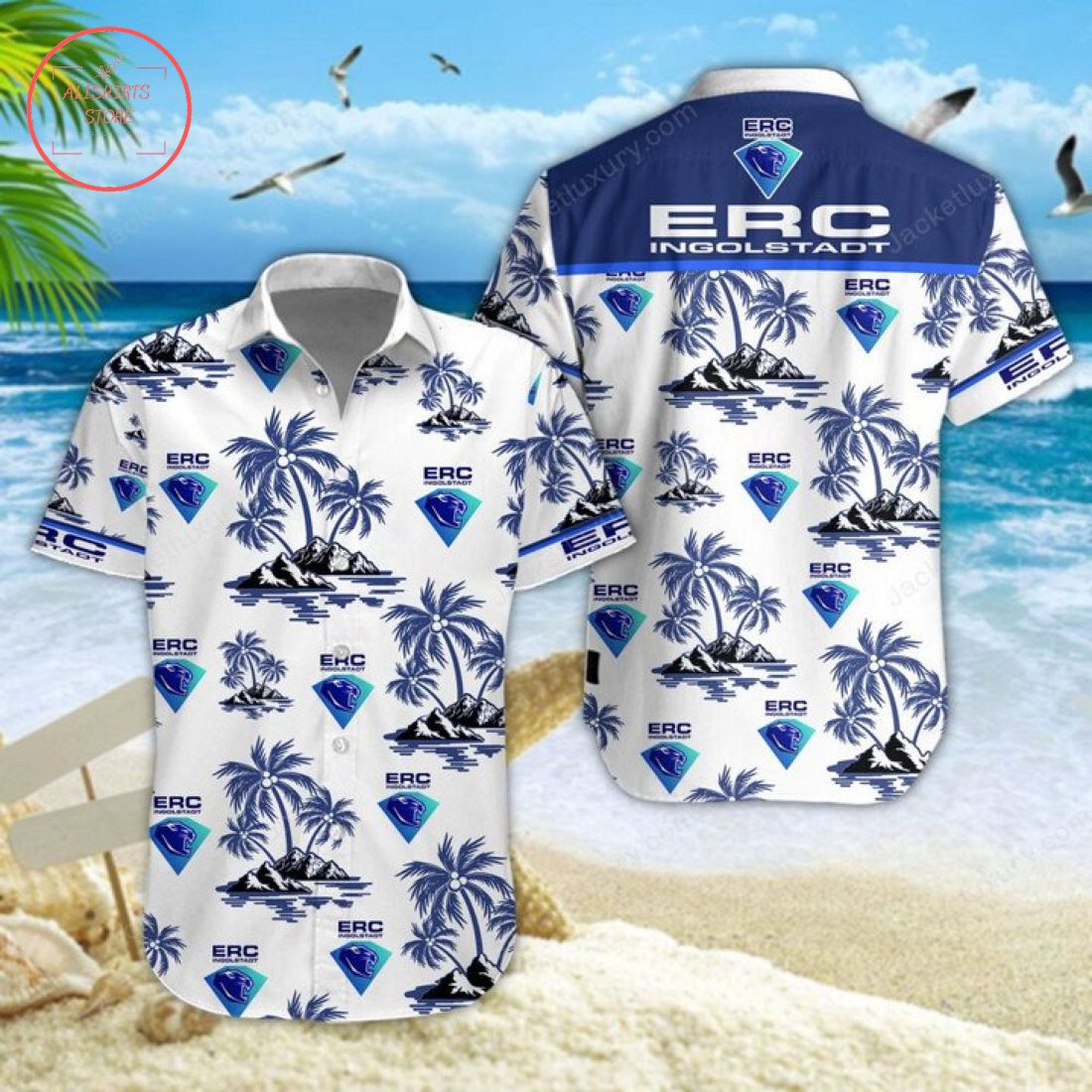 ERC Ingolstadt Hawaiian Shirt Shorts and Flip Flops