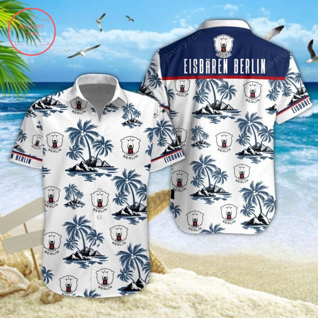 Eisbaren Berlin Hawaiian Shirt Shorts and Flip Flops