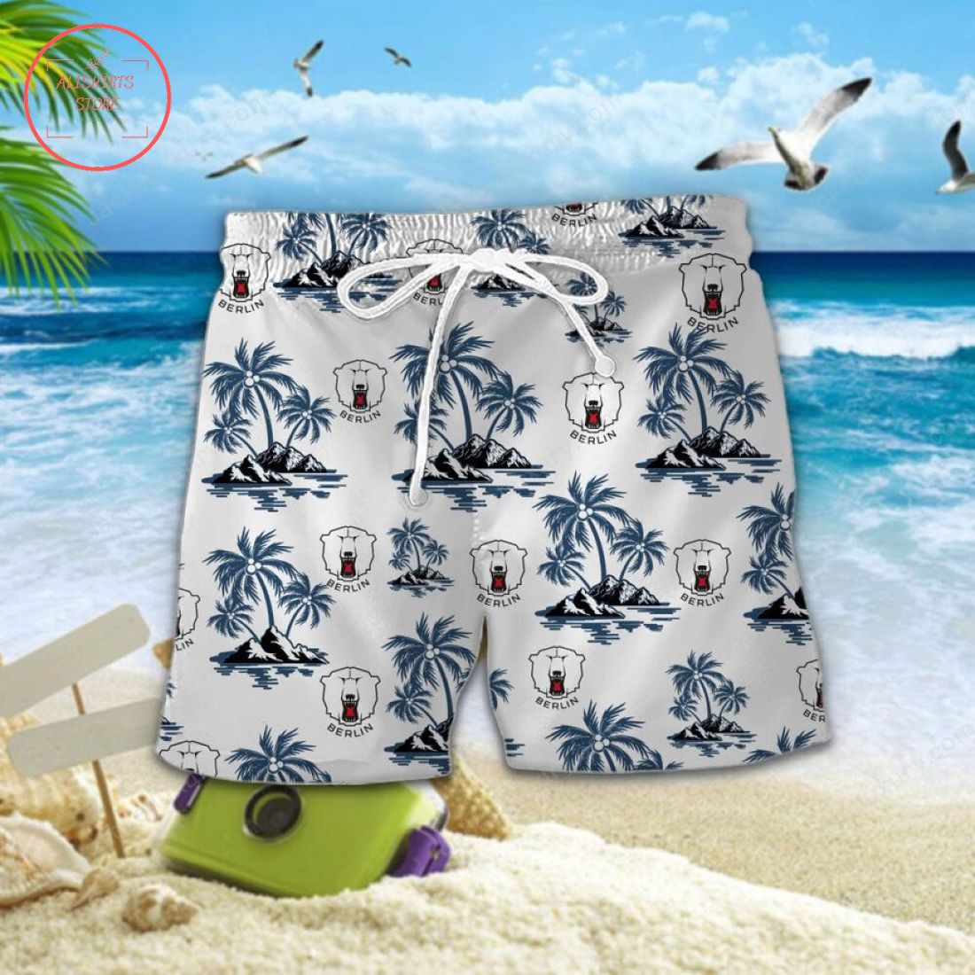 Eisbaren Berlin Hawaiian Shirt Shorts and Flip Flops