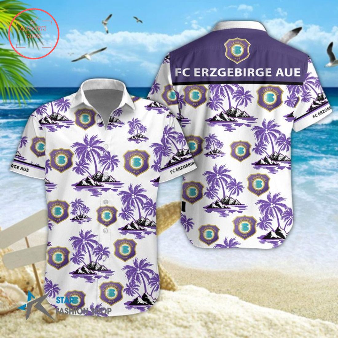 FC Erzgebirge Aue Hawaiian Shirt and Beach Shorts