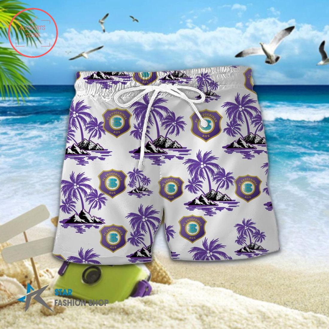 FC Erzgebirge Aue Hawaiian Shirt and Beach Shorts