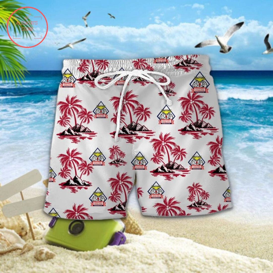 Fischtown Pinguins Hawaiian Shirt Shorts and Flip Flops