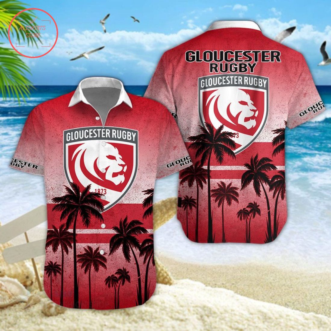 Gloucester Rugby Hawaiian Shirt and Shorts