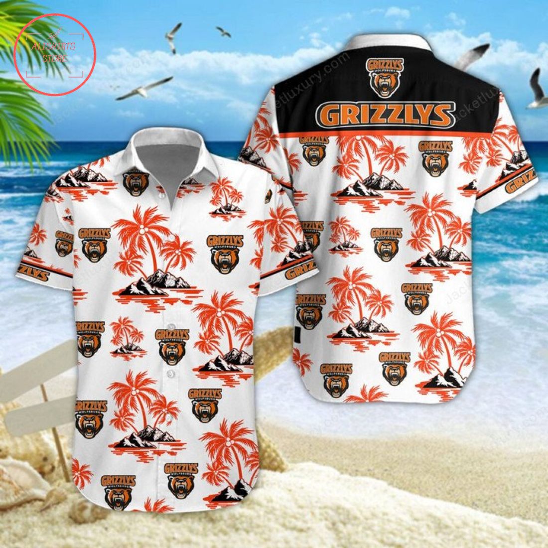 Grizzlys Wolfsburg Hawaiian Shirt Shorts and Flip Flops