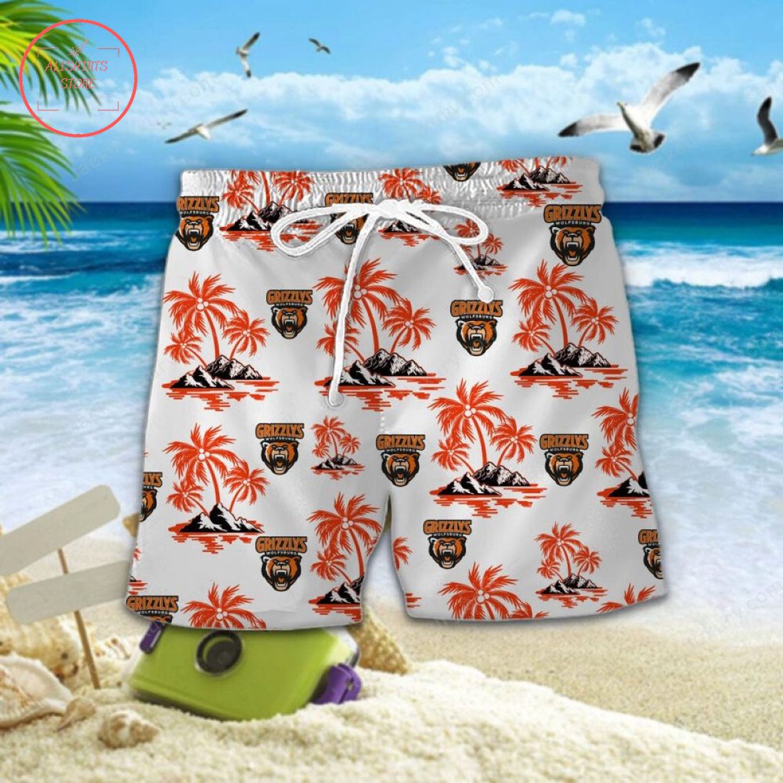 Grizzlys Wolfsburg Hawaiian Shirt Shorts and Flip Flops