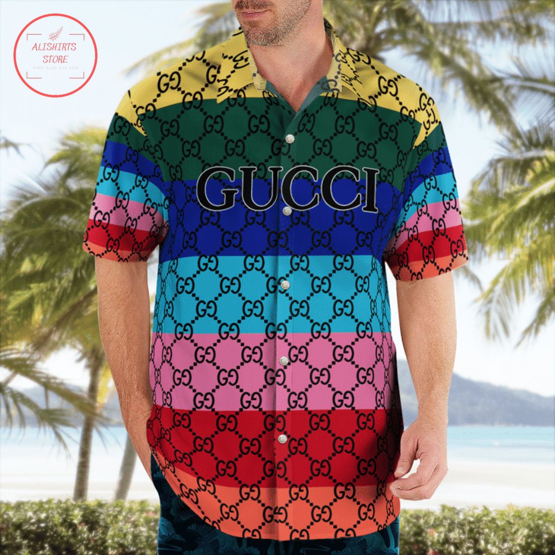 Gucci Colorful Hawaiian Shirt and Shorts