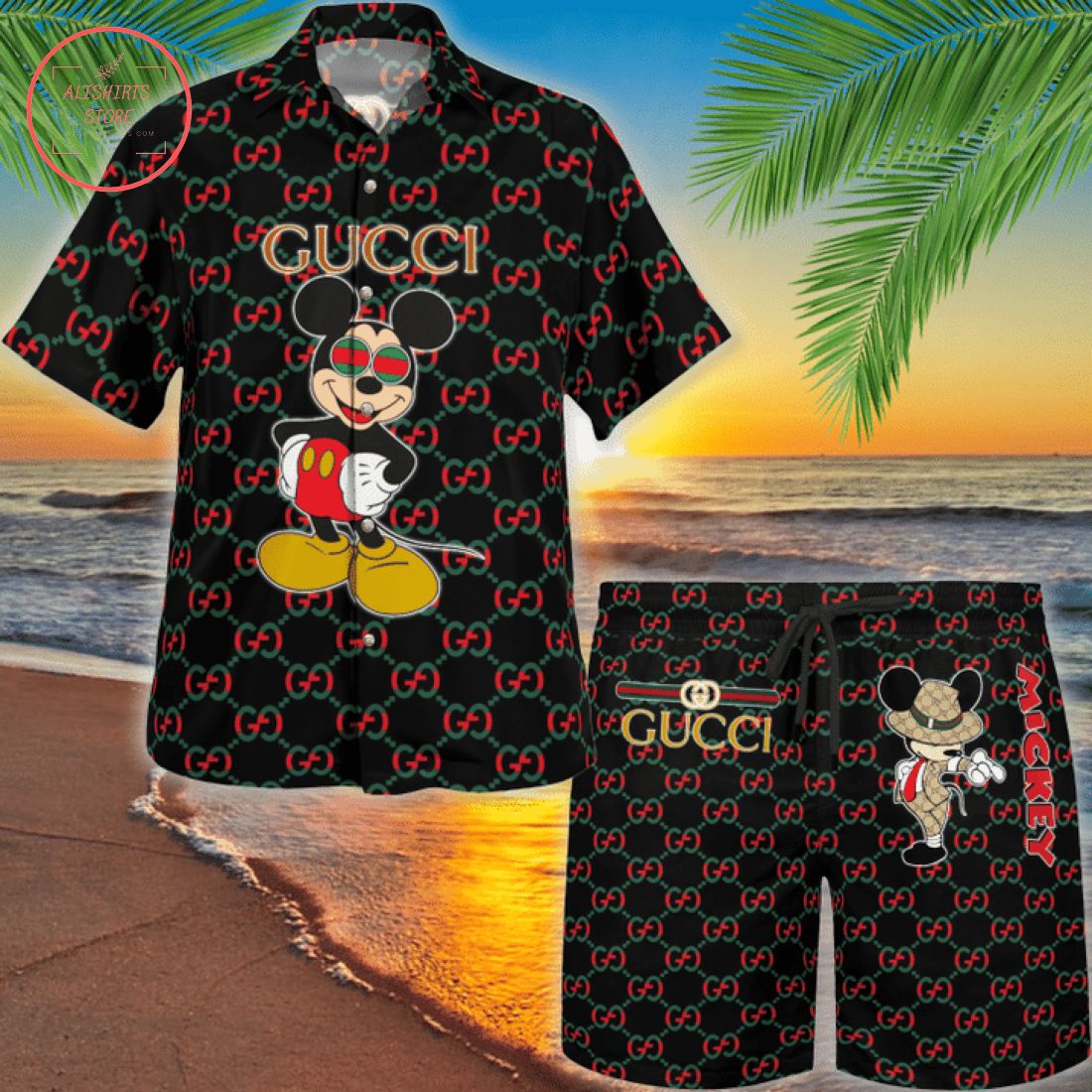 Gucci Mickey Hawaiian Shirt and Shorts