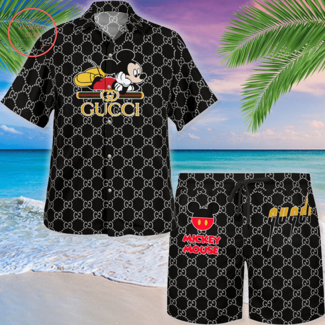 Gucci Mickey Mouse Hawaiian Shirt and Shorts