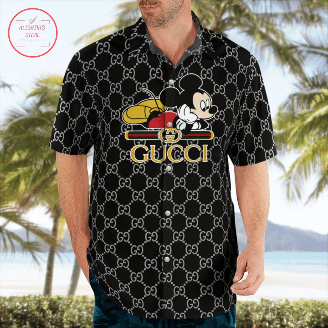 Gucci Mickey Mouse Hawaiian Shirt and Shorts