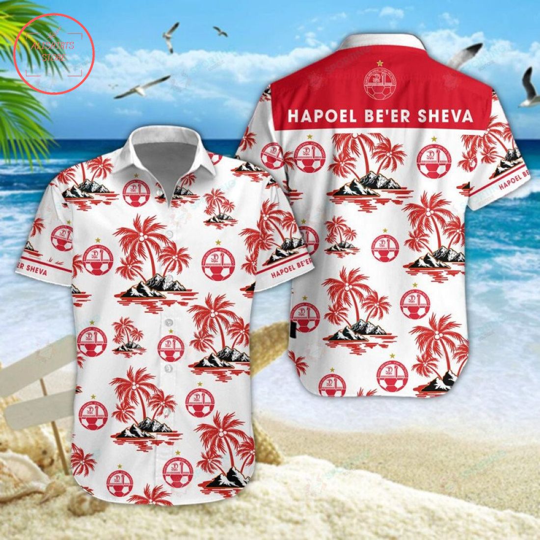 Hapoel Be'er Sheva FC Hawaiian Shirt and Shorts