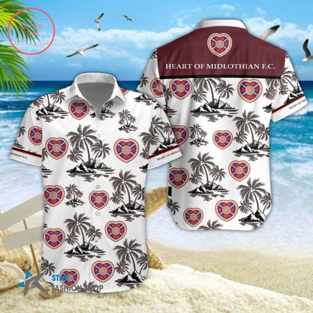 Heart of Midlothian FC Hawaiian Shirt and Shorts