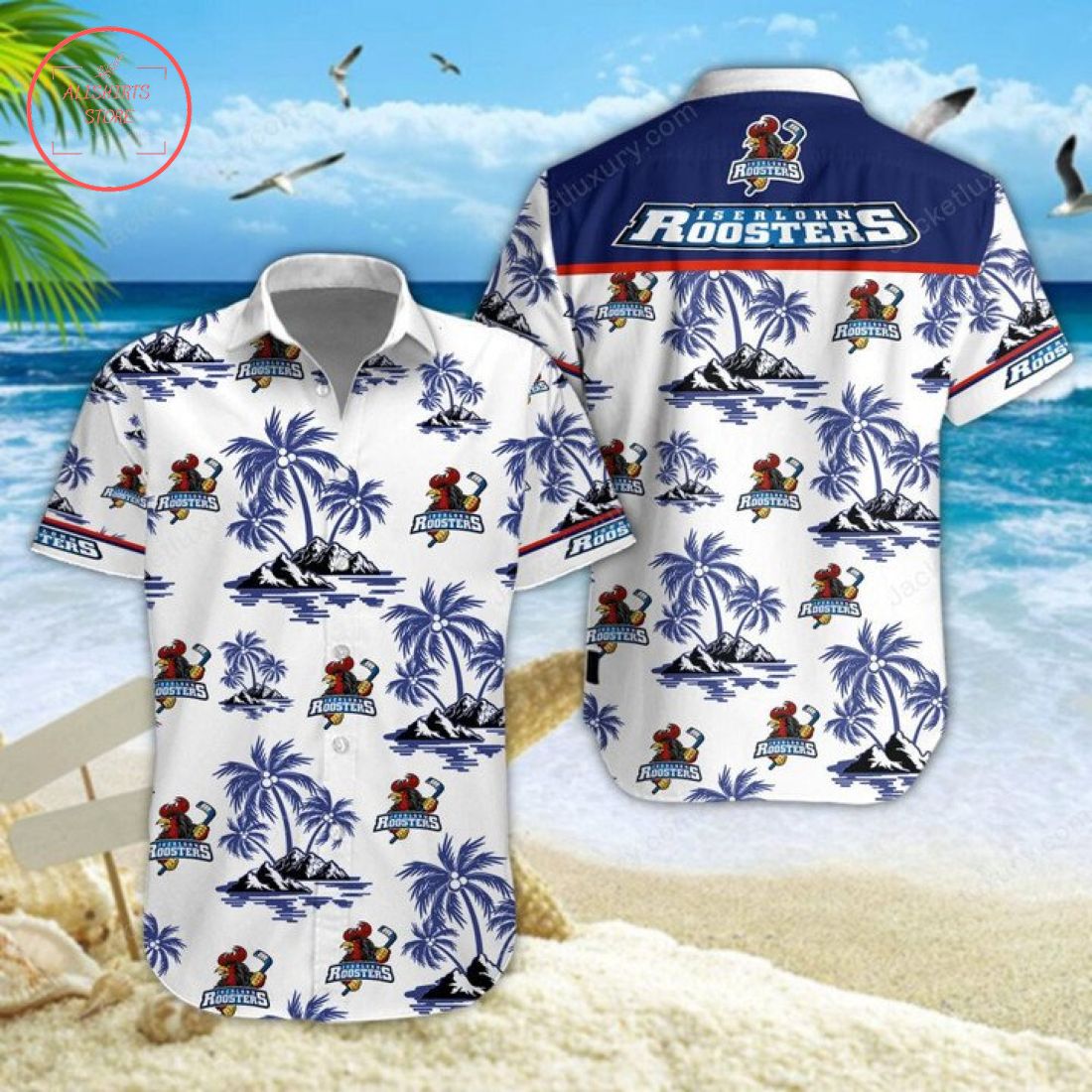 Iserlohn Roosters Hawaiian Shirt Shorts and Flip Flops