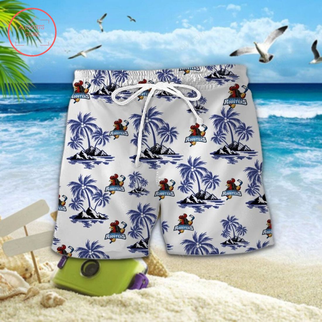 Iserlohn Roosters Hawaiian Shirt Shorts and Flip Flops