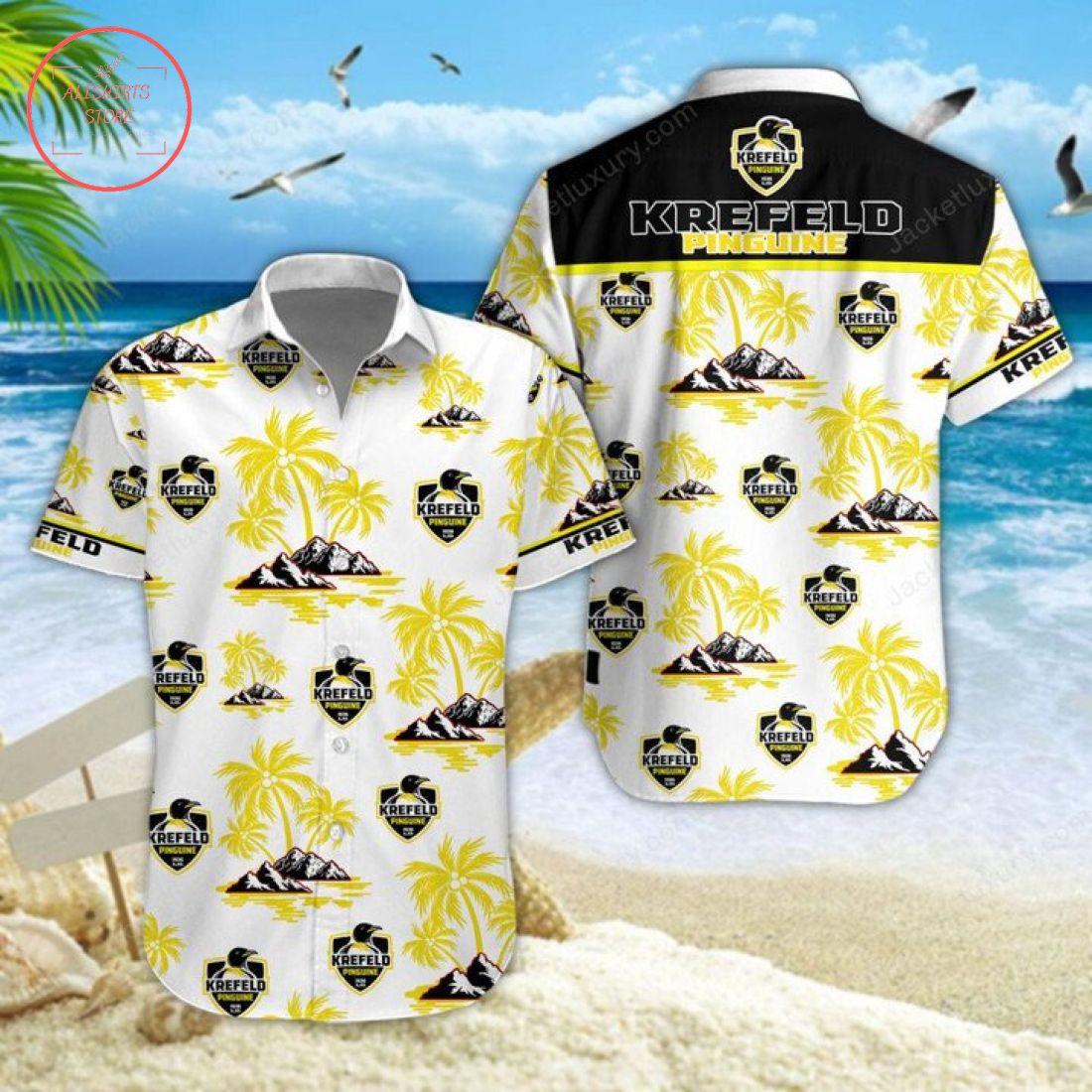 Krefeld Pinguine Hawaiian Shirt Shorts and Flip Flops