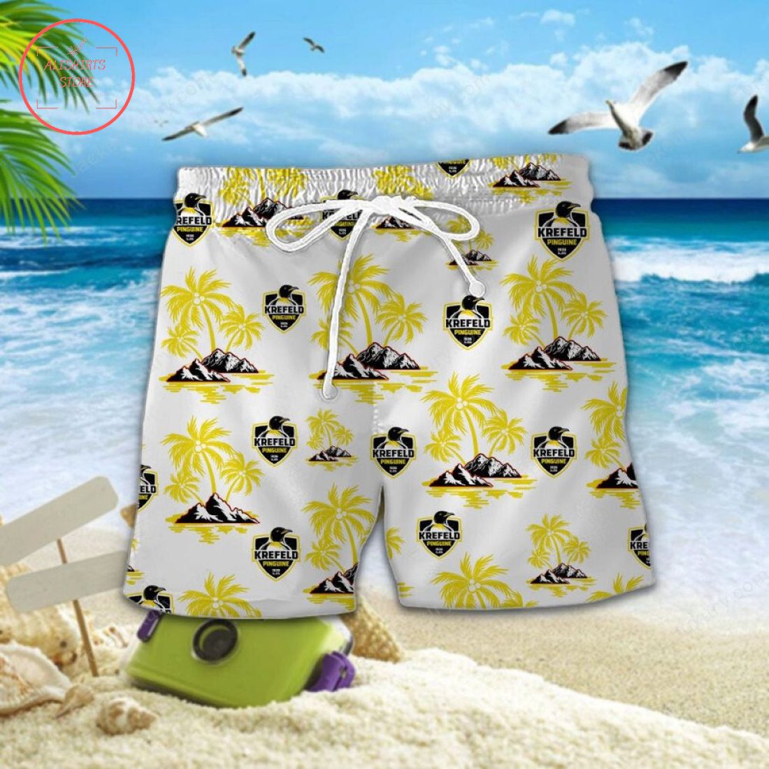 Krefeld Pinguine Hawaiian Shirt Shorts and Flip Flops