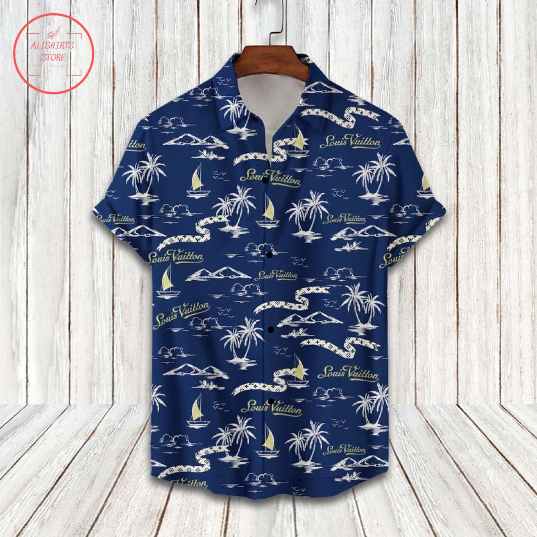 Louis Vuitton Palm Tree Combo Hawaii Shirt Shorts and Flip Flops