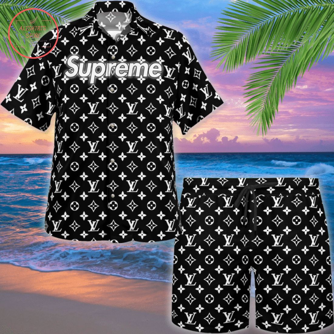 Louis Vuitton Supreme Hawaiian Shirt and Shorts