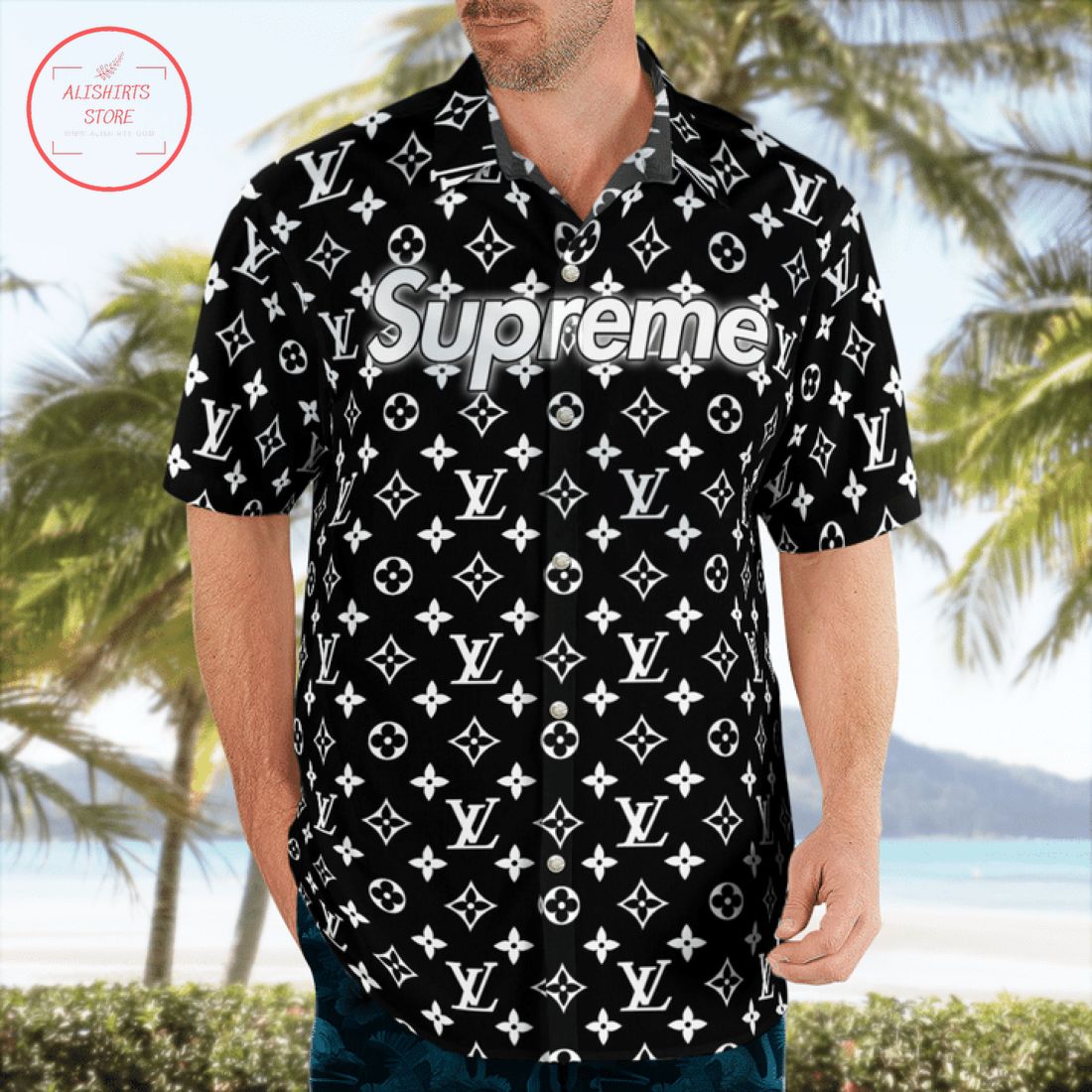 Louis Vuitton Supreme Hawaiian Shirt and Shorts