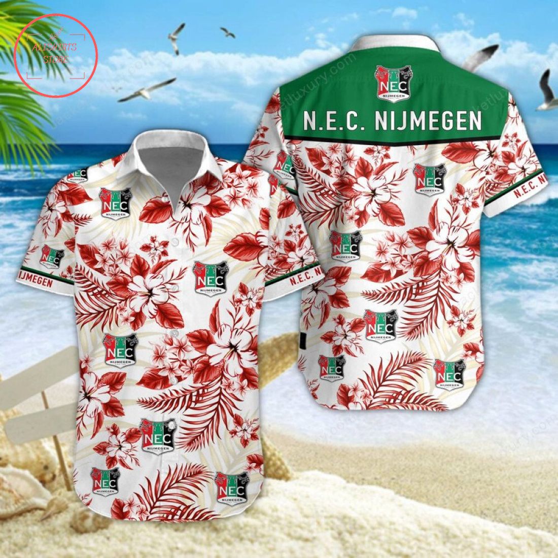 N.E.C. Nijmegen Hawaiian Shirt and Shorts